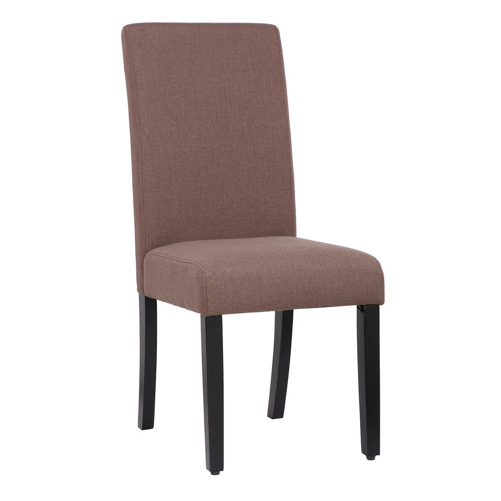 Brown Upholstered Linen Parsons Dining Side Chair Set