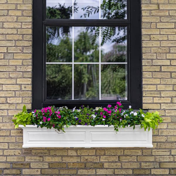 Nantucket 60 in. x 11.5 in. Self-Watering White Polyethylene Window Box