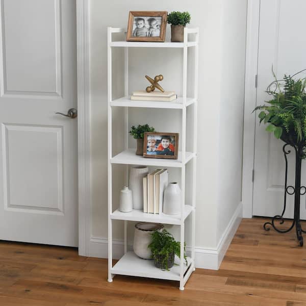 HOUSEHOLD ESSENTIALS Jamestown Scandinavian White Narrow 5-Tier