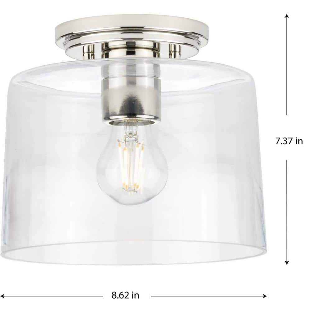 Adley Polished Nickel and Clear Glass Flush Mount Light