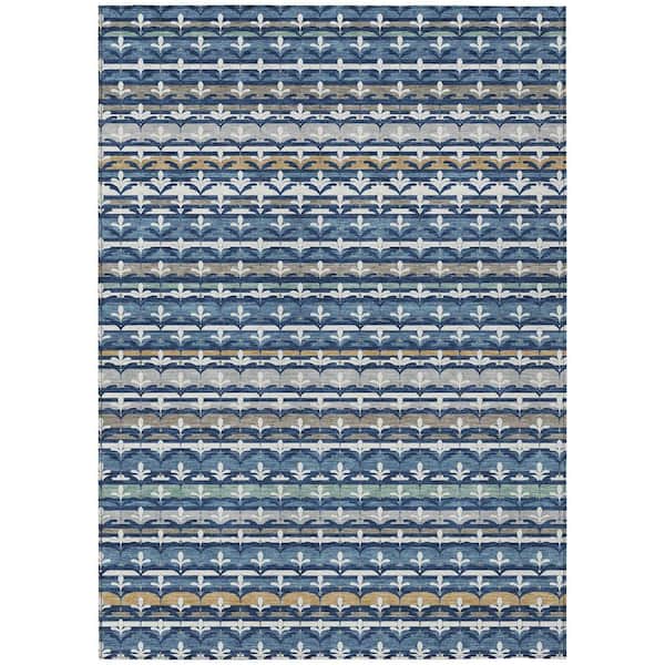 Chantille Machine Washable Indoor/Outdoor Abstract ACN2479 Navy 8 ft. x 10 ft. Area Rug