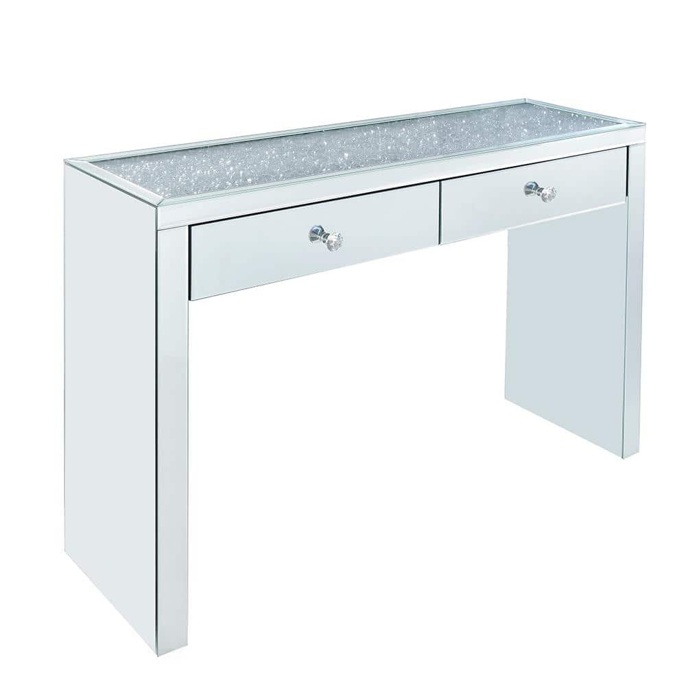 Acme Furniture Noralie 47 in. Mirrored and Faux Diamonds Rectangle ...