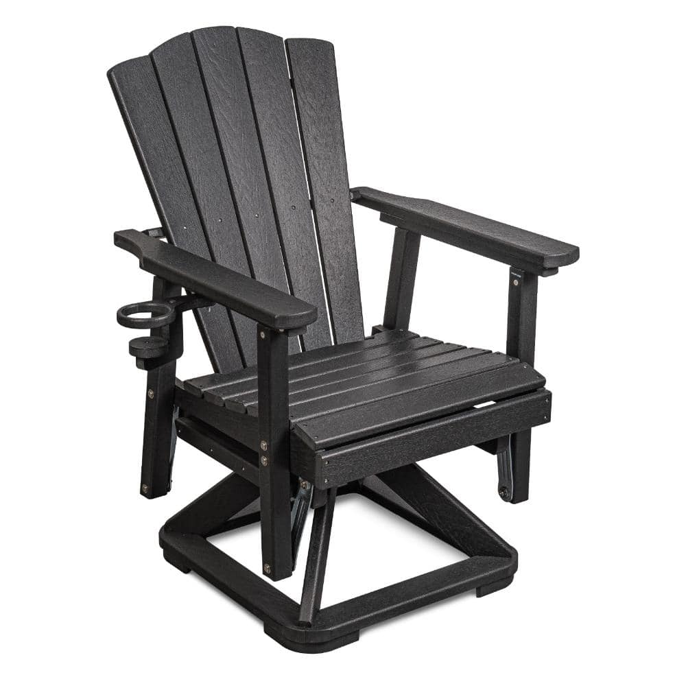 Black HDPE Swivel & Glide Outdoor Patio Chair with Cup Holder price history on PriceWatchPro