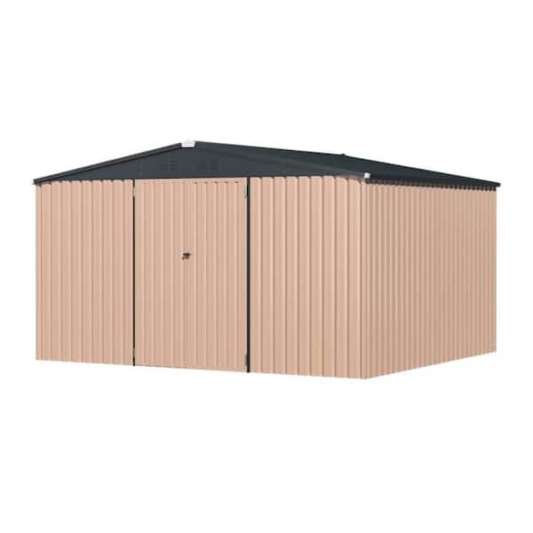 10 ft. W x 12 ft. D Metal Shed with Double Lockable Door in Brown (116 sq. ft. )