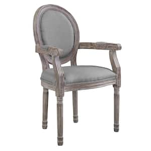 Emanate Light Gray Vintage French Upholstered Fabric Dining Armchair