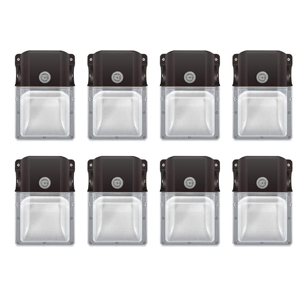 8-Pack 100-Watt Equivalent Bronze Integrated LED Mini Wall Pack Light, 3080