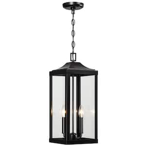Jefferson 20 in. H 2-Light Black Large Outdoor Pendant Light with Clear Glass