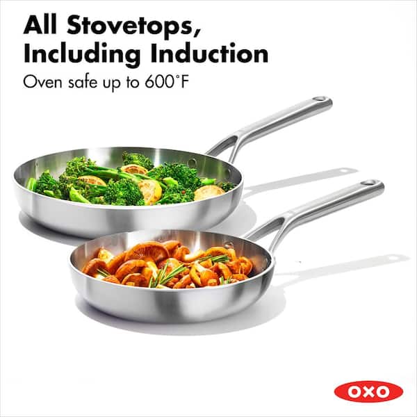 Oxo 9.5 Mira Tri-ply Stainless Steel Skillet With Lid Silver : Target