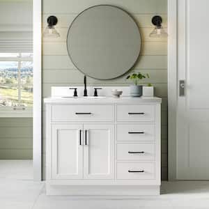 Hepburn 42 in. W x 22 in. D x 36 in. H Single Sink Freestanding Bath Vanity in White with Carrara Qt. Top