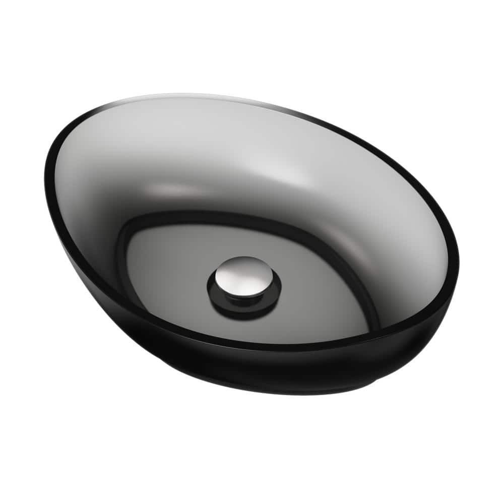 20 in. Transparent Stone Resin Gray Solid Surface Oval Bathroom Vessel Sink