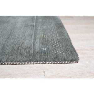 Gray Hand Knotted Wool Modern Modern Loom Rug, 2' x 4', Area Rug