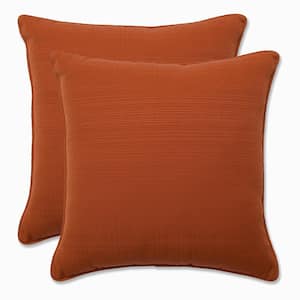 Solid Orange Square Outdoor Square Throw Pillow 2-Pack