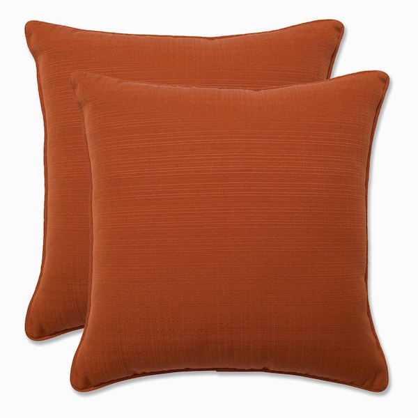 Pillow Perfect Solid Orange Square Outdoor Square Throw Pillow 2-Pack