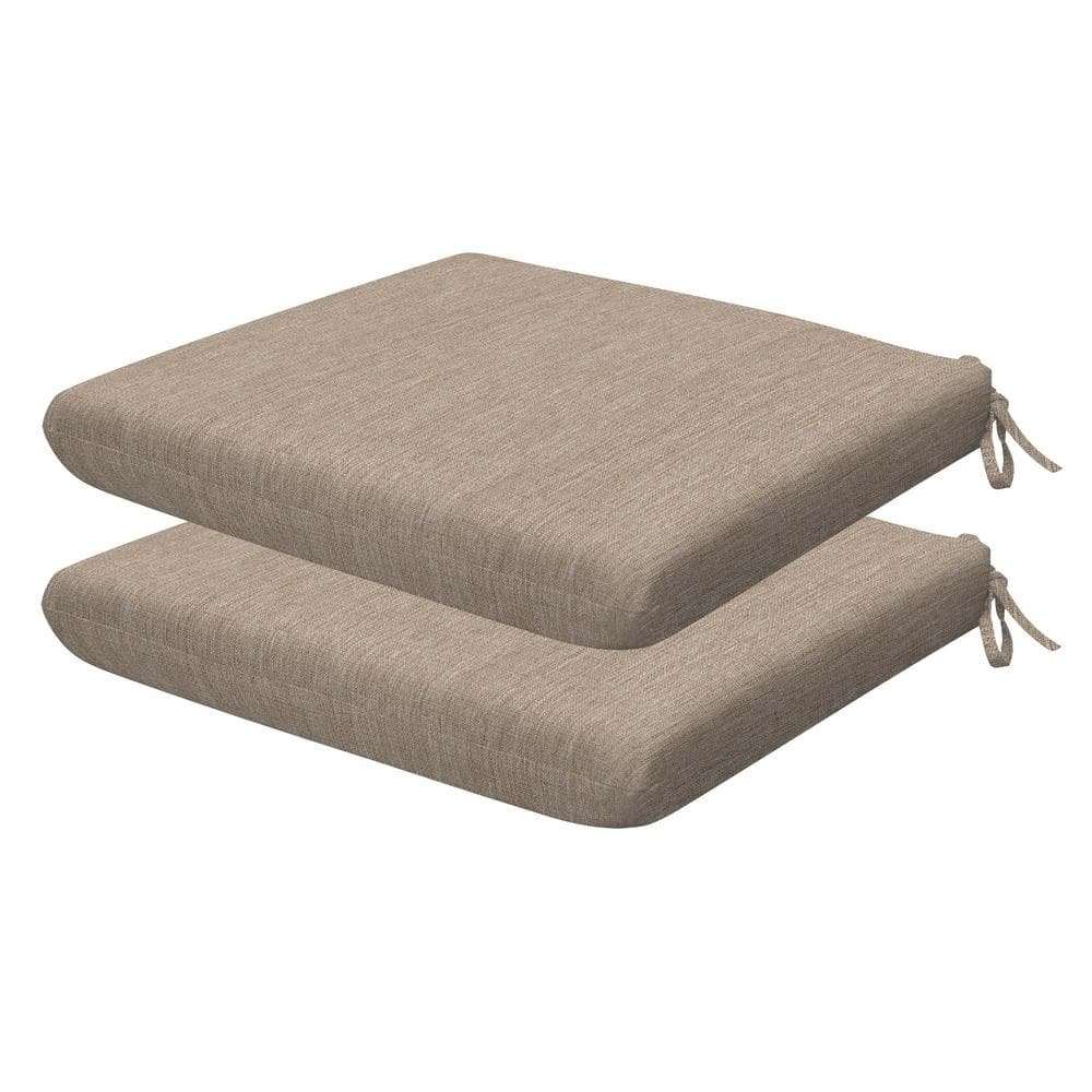 Outdoor Universal Dining Seat Cushion Textured Solid Birch Tan (Set of 2)