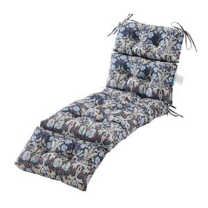 72 in. x 22 in. x 4 in. Outdoor Chaise Lounge Cushions Wicker Tufted Cushion for Patio Furniture in Stone Blue