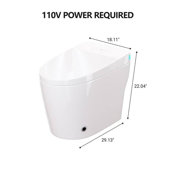 CASAINC Smart Elongated Tankless Bidet Toilet with Auto Open, Voice Control & Power-Off Flushing