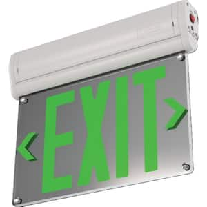 Basics Edge-Lit 120-Volt Integrated LED White Surface Mount Exit Sign with Green Letters