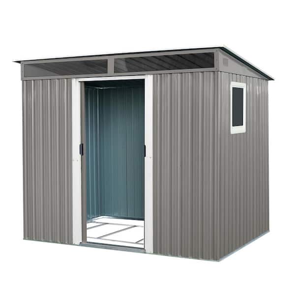 8 ft. W x 6 ft. D Outdoor Metal Storage Shed with Window and Lockable Sliding Door (48 sq. ft.)