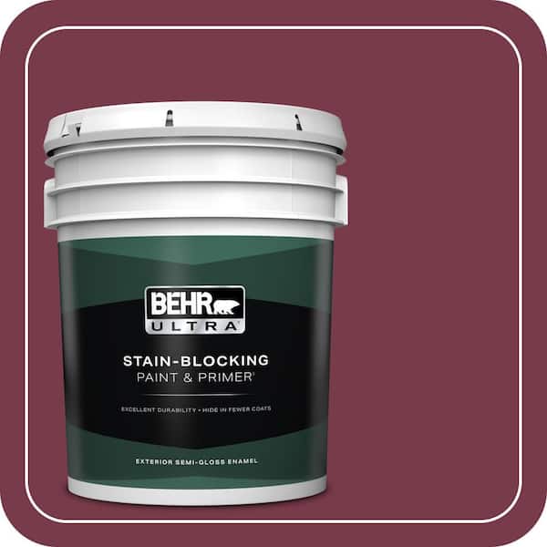 BEHR ULTRA 5 gal. #BIC-51 July Ruby Semi-Gloss Enamel Exterior Paint & Primer
