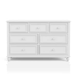 Edison 7-Drawer White Dresser (34 in. H x 53 in. W x 17 in. D)