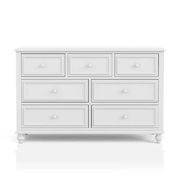 Edison 7-Drawer White Dresser (34 in. H x 53 in. W x 17 in. D)