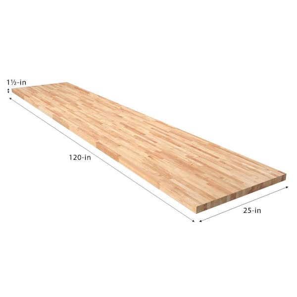 10 ft. L x 25 in. D Unfinished Maple Solid Wood Butcher Block Countertop With Square Edge