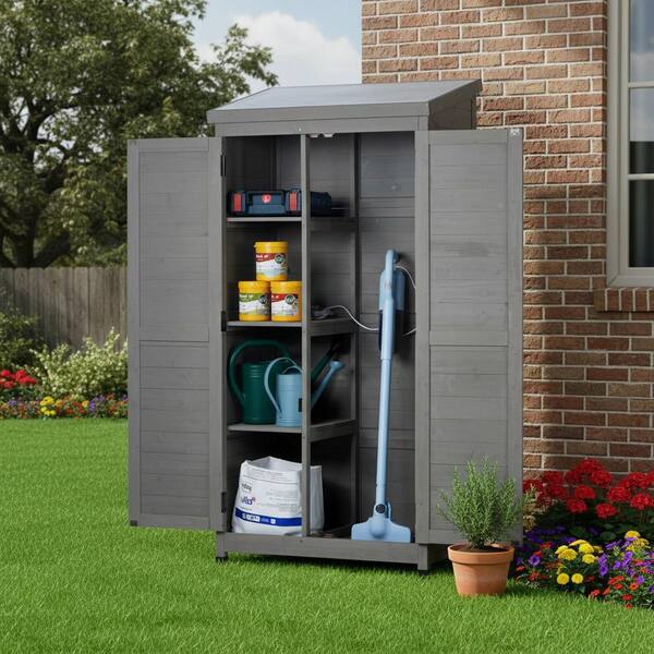 GOGEXX 2.8 ft. W x 1.7 ft. D x 5.6 ft. H Wood Shed Tall Vertical