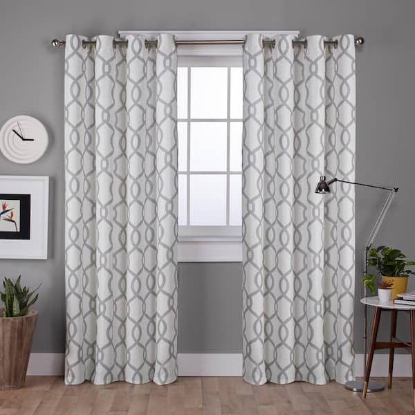EXCLUSIVE HOME Kochi Dove Grey Ogee Light Filtering Grommet Top Curtain, 54 in. W x 96 in. L (Set of 2)