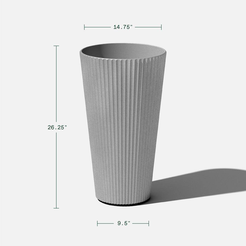 26" Gray Concrete-Plastic Tall Planter for Indoor/Outdoor