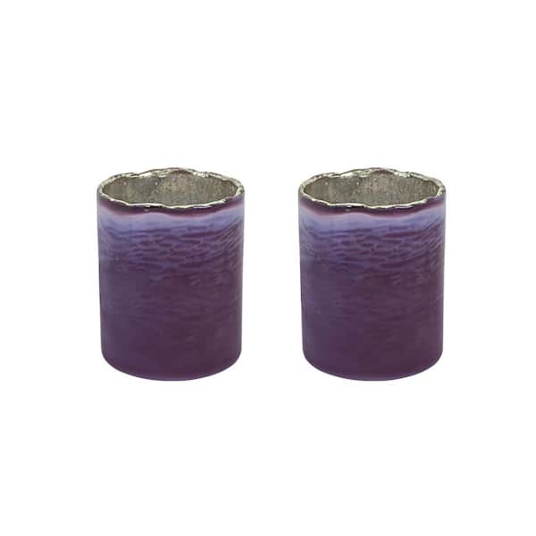 Purple Glass Votive Candle Holder (Set of 2)