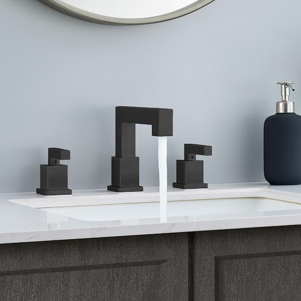 Staykiwi 8 in. Widespread Double Handle Bathroom Faucet in Matte Black