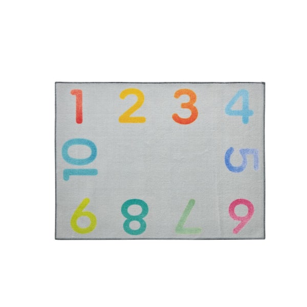 Number 36 in. x 48 in. Multi Number Border Kids Educational Polyblend Rectangle Indoor Play Mat