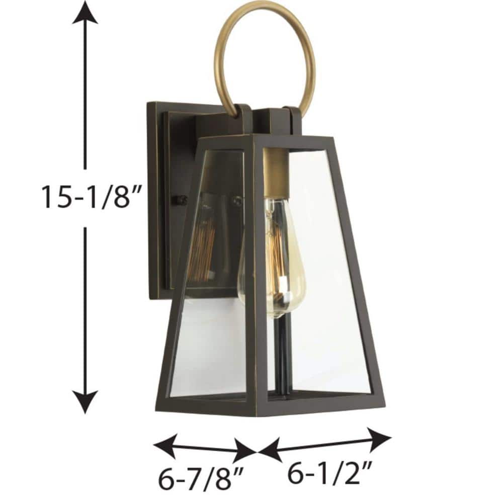 Antique Bronze Glass Pane Outdoor Wall Lantern