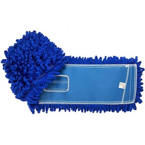 18 in. Blue Microfiber Dust Mop, Small Washable Commercial Mop Head Replacement (2-Pack)