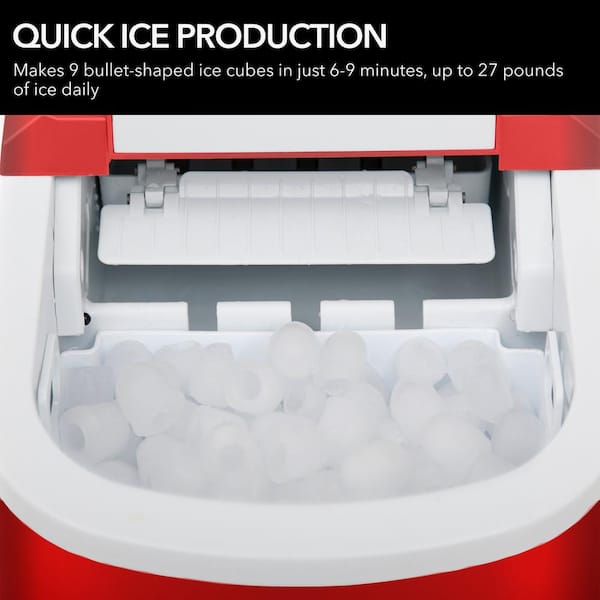 Countertop Ice Maker, 9 Bullet Ice Cubes in 6 Minutes, 26.5 Pounds