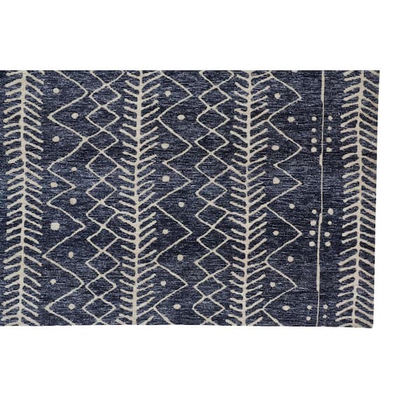 8 x 10 Blue and Ivory Striped Area Rug