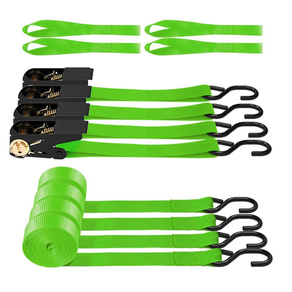 4 Pack 1500 lb. 15 ft. Tie Down Strap Set, Ratchet Straps for Moving Applia