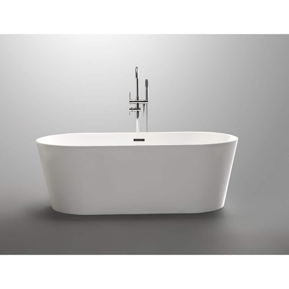 Chand Series 67'' White Freestanding Acrylic Bathtub
