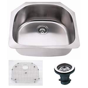 Oceanus Undermount 18-Gauge Stainless Steel 23.5 in. Single Bowl Kitchen Sink with Grid and Strainer