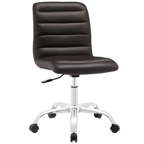 MODWAY Ripple Armless Mid Back Office Chair in Brown