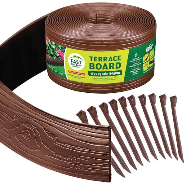 Master Mark Terrace Board 5 in, x 40 ft, Brown Landscape Lawn Edging with Stakes
