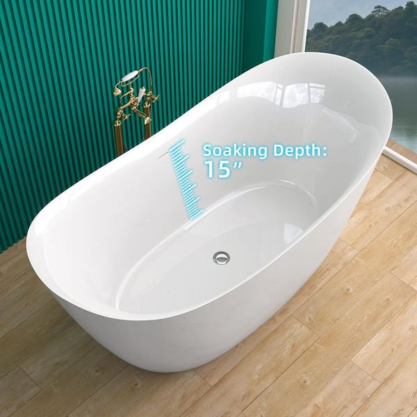 Zeafive Van 55 in. x 27.5 in. Acrylic Freestanding Soaking Bathtub
