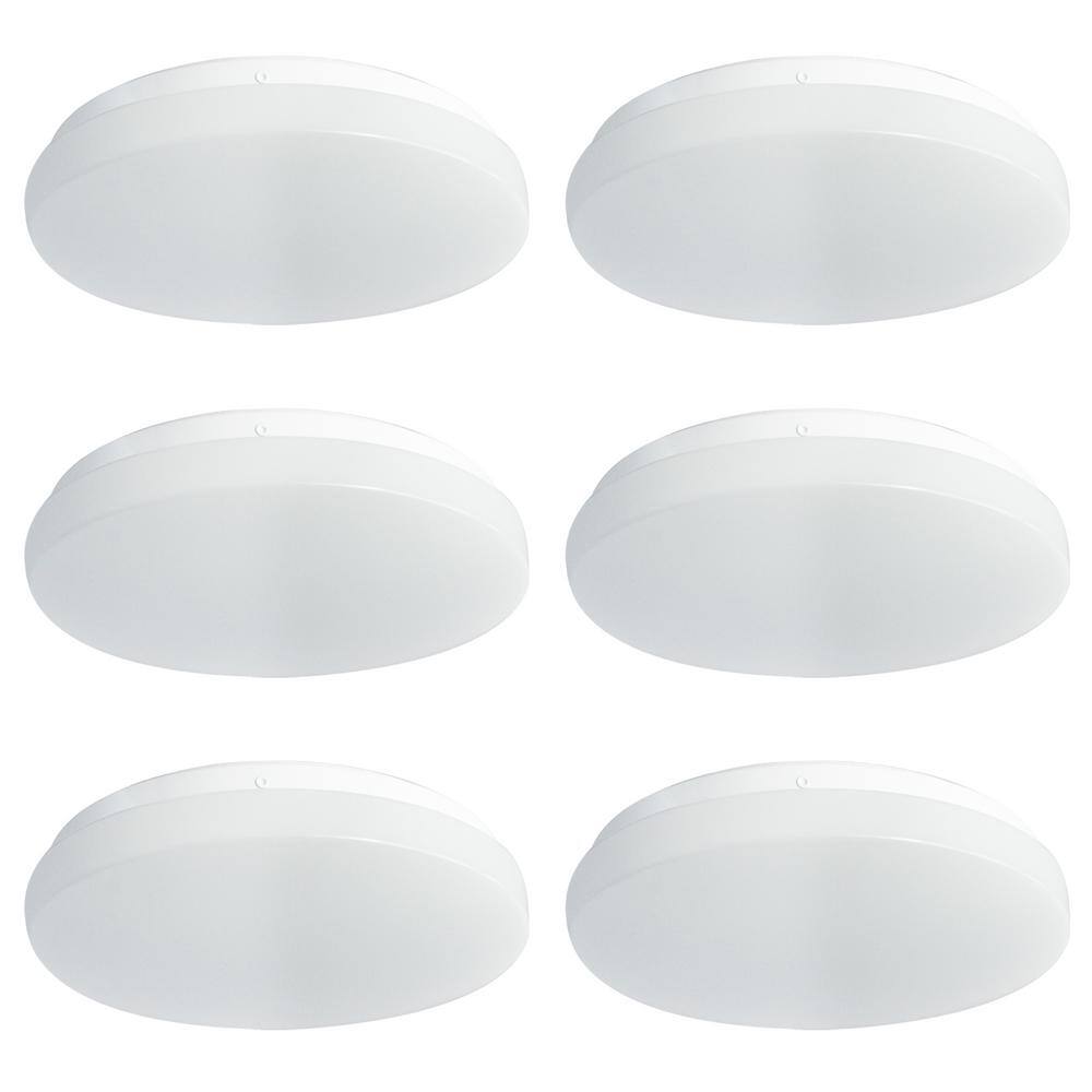 Lecoht 10 in. White Round Low Profile Dimmable LED Flush Mount with ...