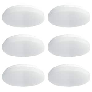 10 in. White Round Low Profile Dimmable LED Flush Mount with Plastic Shade Ceiling Light - 4000K Cool White (6-Pack)