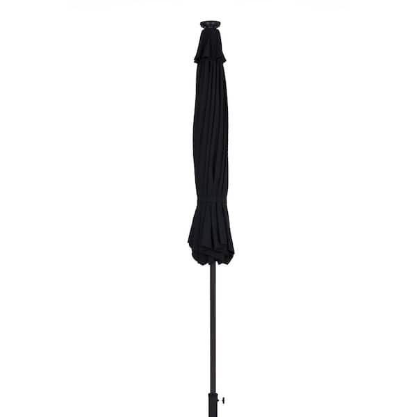 Unbranded 9 ft. Market Outdoor Patio Umbrella with LED in Black