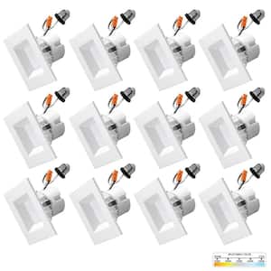 4 in. 11-Watt LED White Square Retrofit Recessed Housing Light 5 CCT 2700K to 5000K IC Rated Remodel Dimmable (12-Pack)