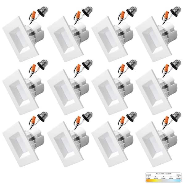 NuWatt 4 in. 11-Watt LED White Square Retrofit Recessed Housing Light 5 CCT 2700K to 5000K IC Rated Remodel Dimmable (12-Pack)