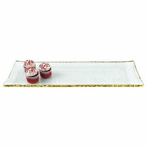 Amelia 6.5 in. W x 1 in. H x 18 in. D Rectangle Gold Glass Dinnerware and Serving Storage