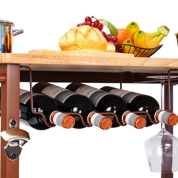 Wine Serving Carousel with Spinning Snack Tray - 5 Piece - Brown