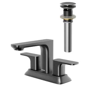 Venda Centerset 2-Handle 2-Hole Bathroom Faucet with Matching Pop-Up Drain in Gunmetal Grey